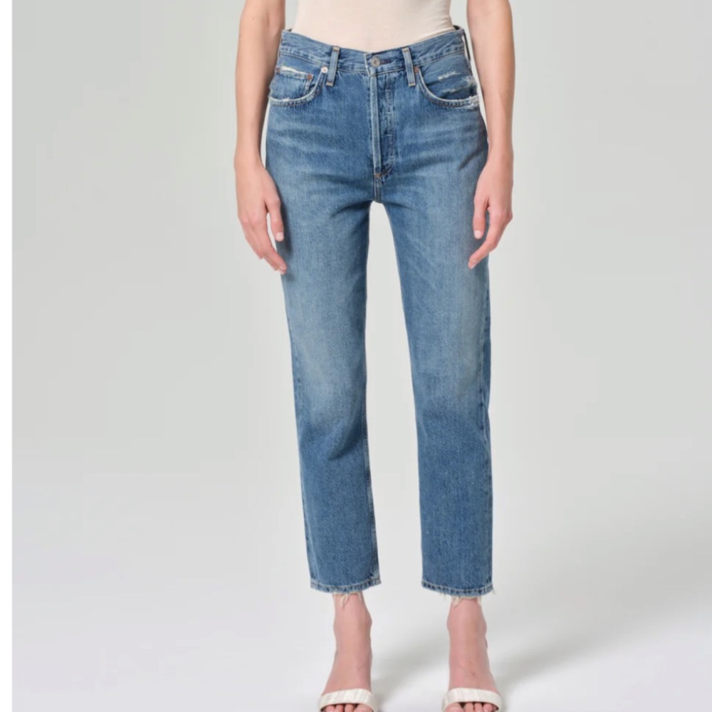Agolde Riley High Rise Straight Crop Jeans in Renewal